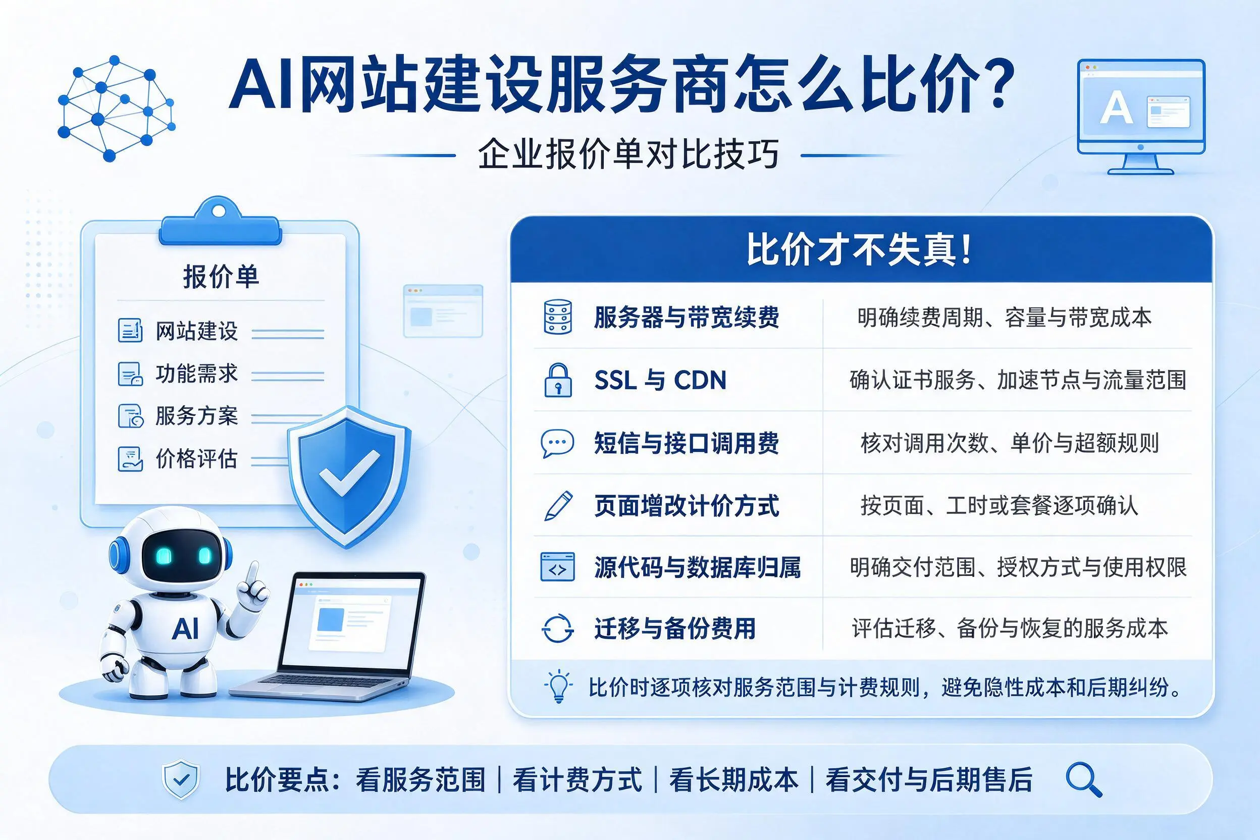 AI网站建设服务商怎么比价?湘潭企业报价单对比技巧