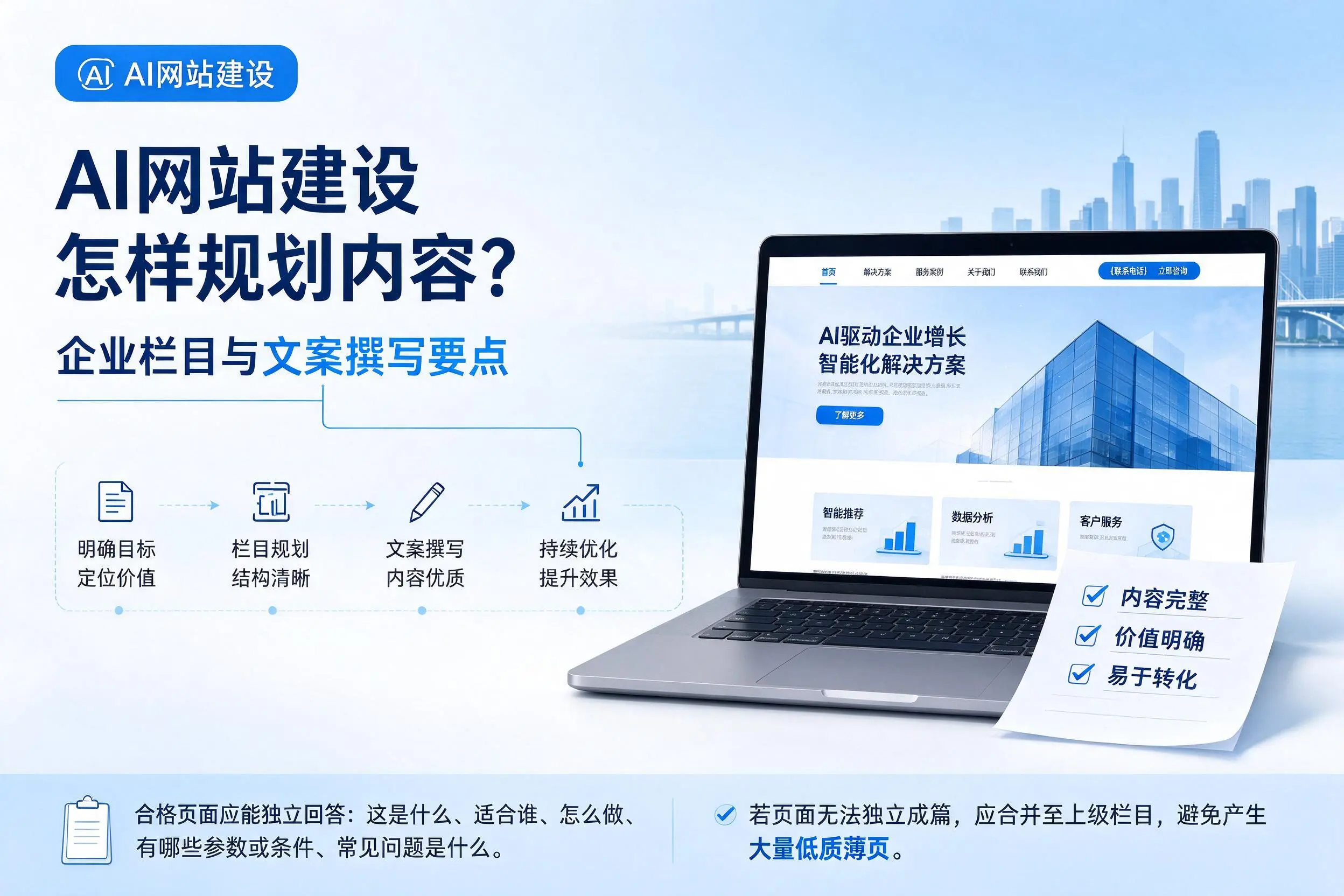 AI网站建设怎样规划内容?湘潭企业栏目与文案撰写要点